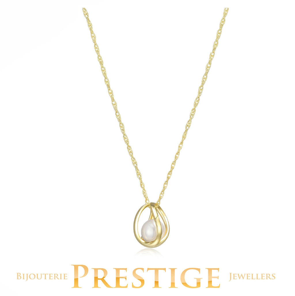 ELLE "LUNA" GOLD PLATED GENUINE WHITE PEARL & CAGE NECKLACEE