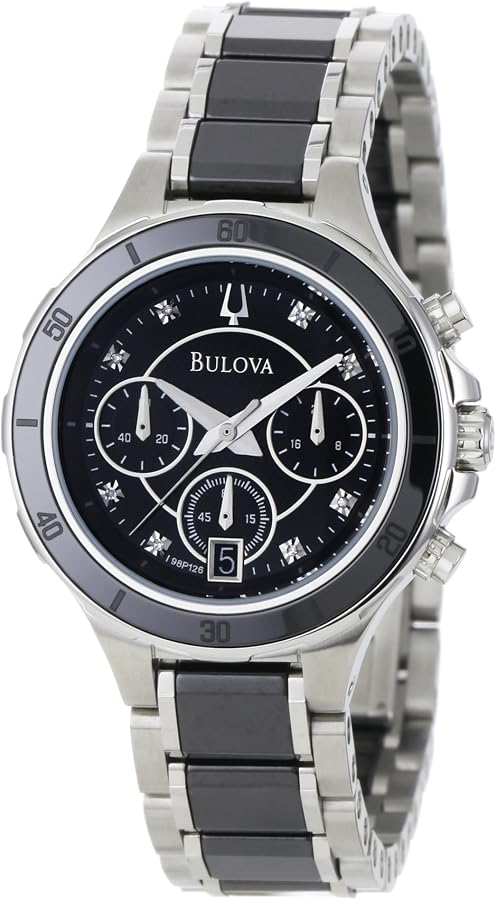 Bulova Womens Stainless Steel & Ceramic Black Plated