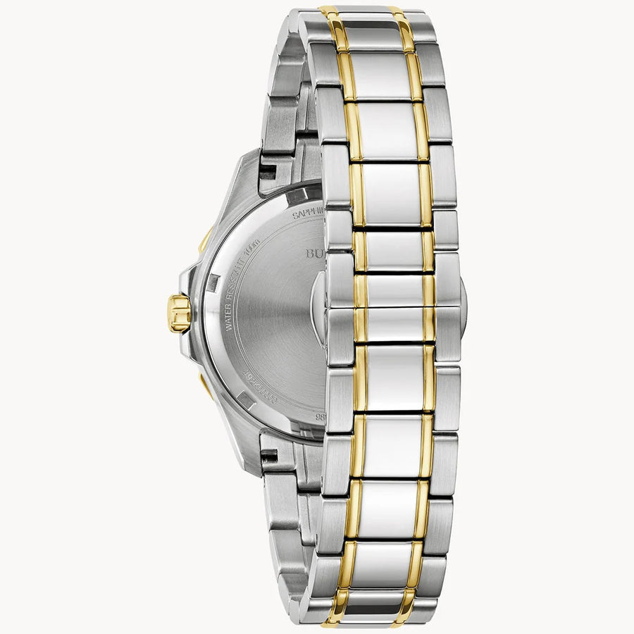 Bulova Ladies Marine Star White MOP Dial 8 Diamonds SS Sapphire Glass WR100