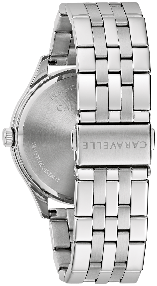 Bulova Mens Caravelle Dress Silver-Tone Stainless Steel Case, Silver-Tone Stainless Steel Bracelet, Aqua Dial, WR 30M