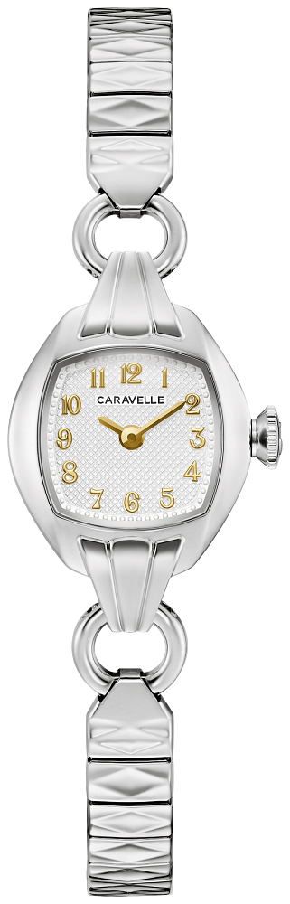 Bulova Ladies Caravelle Classic Silver-Tone Stainless Steel Case, Silver-Tone Stainless Steel Expansion, Silver-White Dial, WR 30M