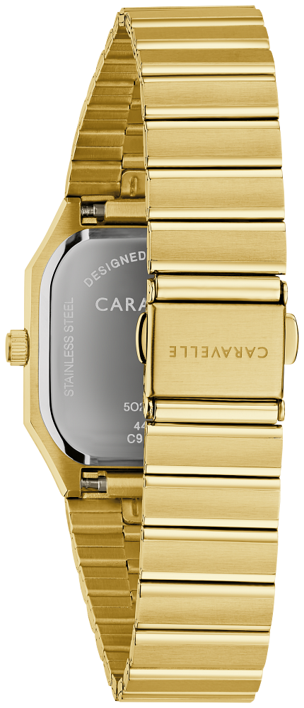 Bulova Mens Caravelle Vintage Dress Gold-Tone Stainless Steel Case, Gold-Tone Stainless Steel Bracelet, Black Dial, WR 30M