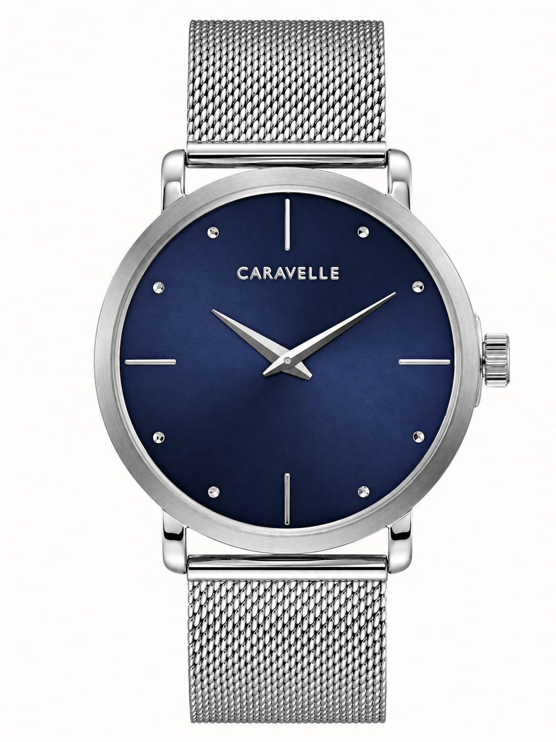 Bulova Mens Caravelle Min/Max Stainless Steel Blue Face Mesh Bracelet WR30
