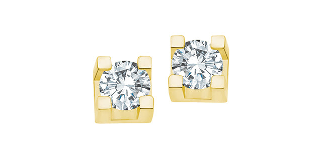 Round Diamond Studs 14KT Gold