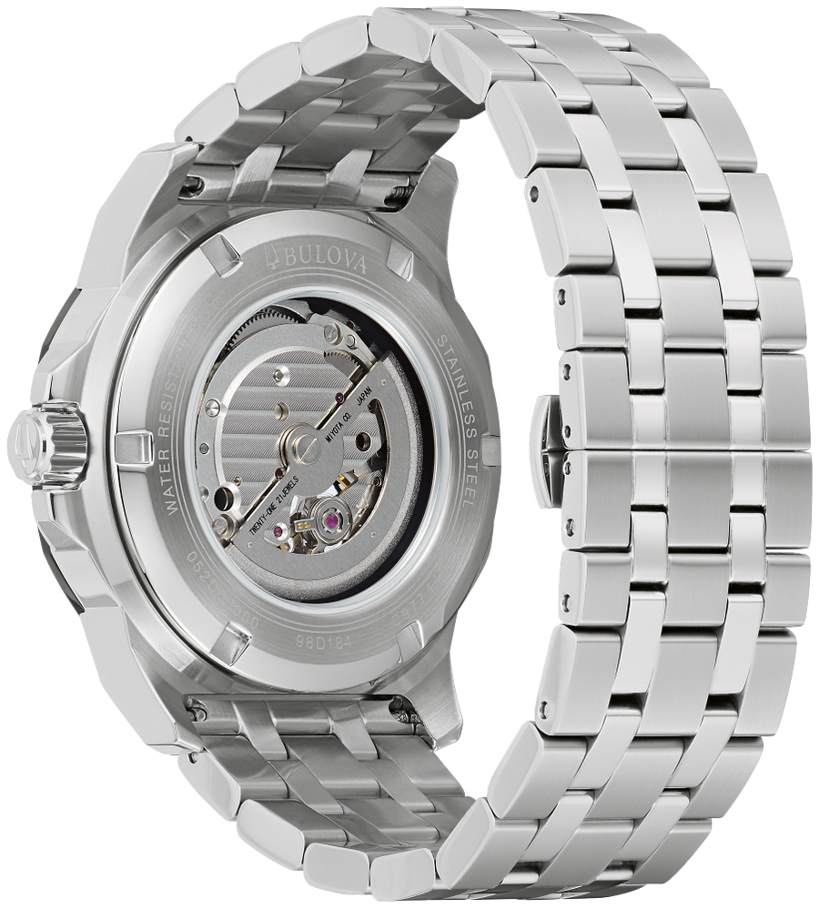 Bulova Mens Marc Anthony Marine Star Series A Silver-Tone Stainless Steel Case, Silver-Tone Stainless Steel Bracelet, Blue Dial, WR 200M