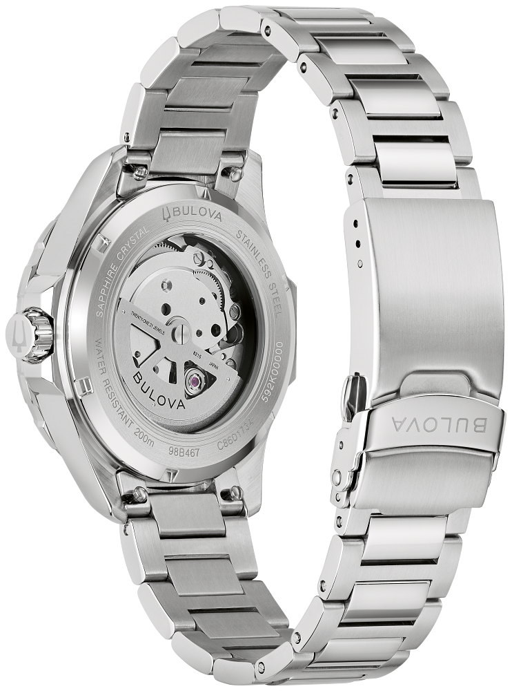 Bulova Mens Marine Star Series B Two-Tone Stainless Steel Case, Two-Tone Stainless Steel Bracelet, Green Dial, WR 200M