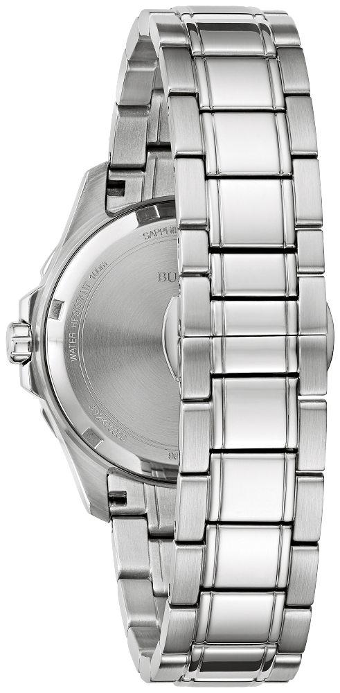 Bulova Ladies Marine Star Series B Silver-Tone Stainless Steel Case, Silver-Tone Stainless Steel Bracelet, Blue Mother of Pearl Dial, WR 100M