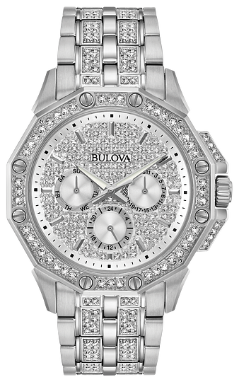 Bulova Mens BULOVA Octava Silver-Tone Stainless Steel Case, Silver-Tone Stainless Steel Bracelet, Silver-White Dial, WR 30M