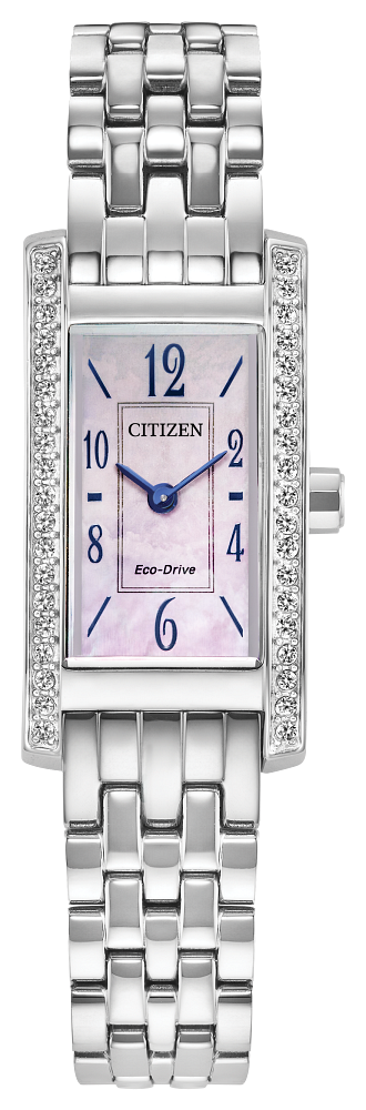 Citizen Ladies Eco-Drive Petite Palidoro Dress/Classic Silver-Tone Stainless Steel Case, Silver-Tone Stainless Steel Bracelet, Pink Mother of Pearl Dial, WR 30M