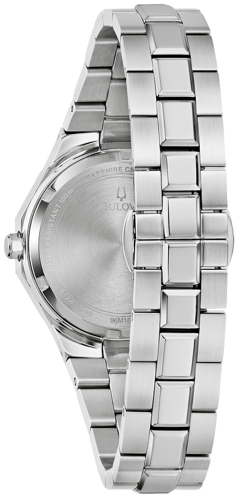 Bulova Ladies Prestige Silver-Tone Stainless Steel Case, Silver-Tone Stainless Steel Bracelet, Purple Dial, WR 100M
