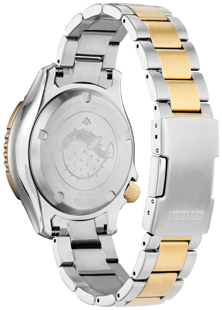 Citizen Mens Automatic Fugu CITAUTO Two-Tone Stainless Steel Case, Two-Tone Stainless Steel Bracelet, Blue Dial, WR 200M