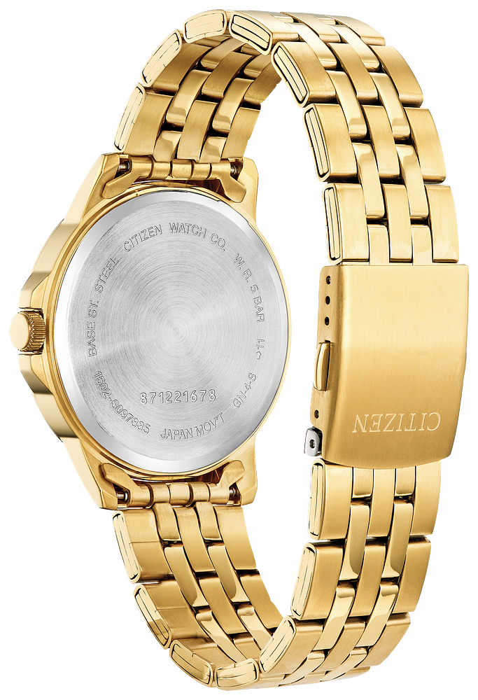Citizen Mens Quartz Gold-Tone Stainless Steel Case, Gold-Tone Stainless Steel Bracelet, Champagne Dial, WR 50M