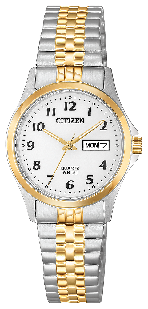 Citizen Ladies Quartz Two-Tone Stainless Steel Case, Two-Tone Stainless Steel Expansion, White Dial, WR 50M