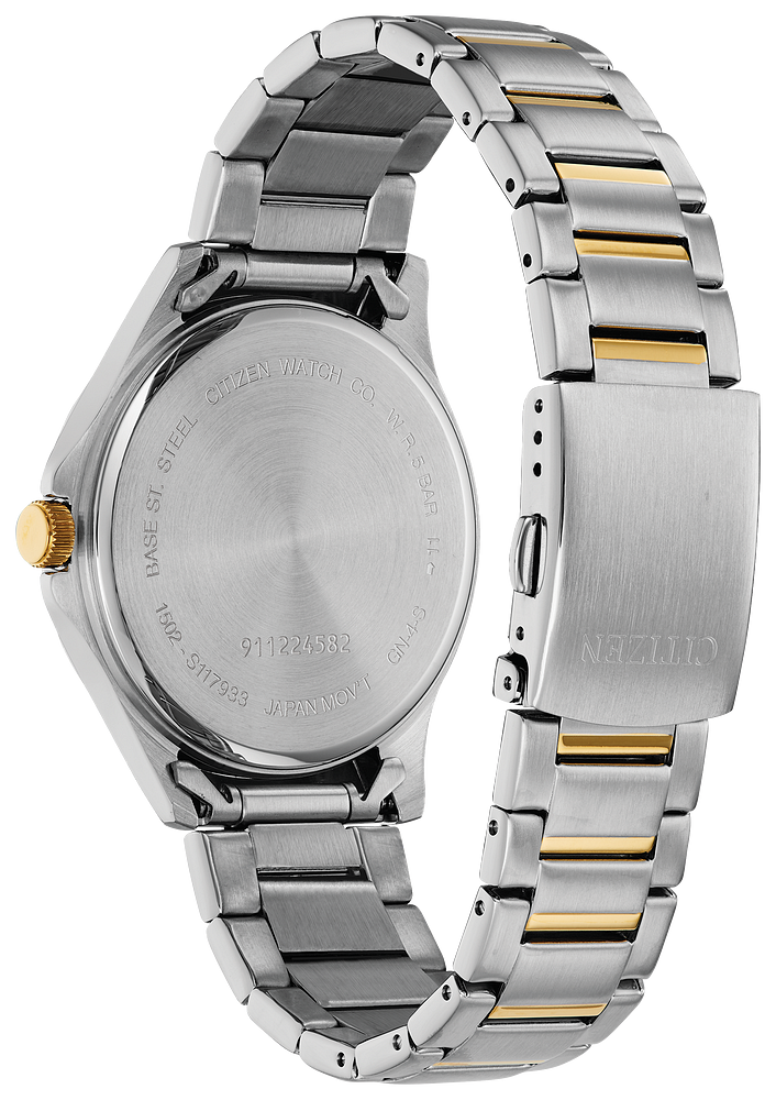 Citizen Mens Quartz Two-Tone Stainless Steel Case, Two-Tone Stainless Steel Bracelet, Blue Dial, WR 50M