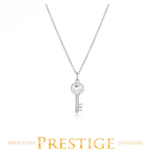 ELLE "LOCK&KEY" RHODIUM PLATED NECKLACE 16"+3" EXTENSION