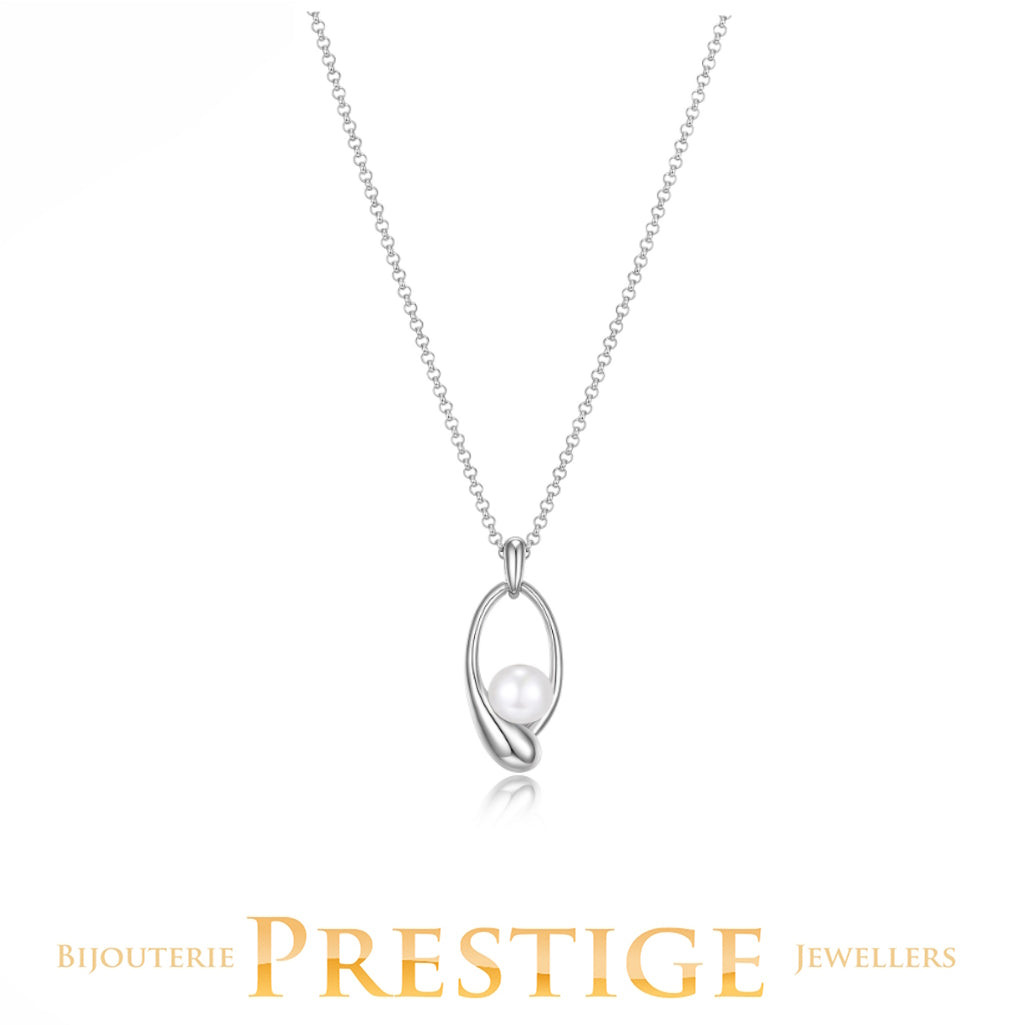 ELLE "CARAMEL" RHODIUM PLATED PEAR NECKLACE