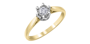 Ladies 10 Karat Gold Illuminaire Diamond Solitaire 1=0.07CT