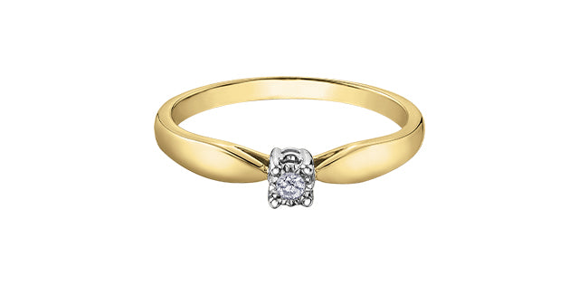 Ladies 10 Karat Gold Illuminaire Diamond Solitaire 1=0.03CT