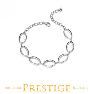 ELLE "MIRAGE" RHODIUM PLATED OVAL LINK BRACELET