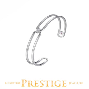 ELLE "PARALLEL" RHODIUM PLATED OPEN CUFF BANGLE