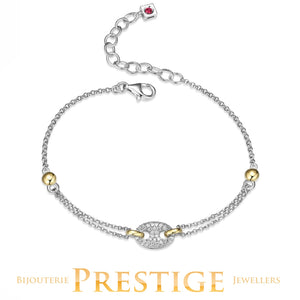 ELLE "ESPION" RHODIUM & GOLD PLATED 2TONE PAVE CUBIC ZIRCONIA BRACELET
