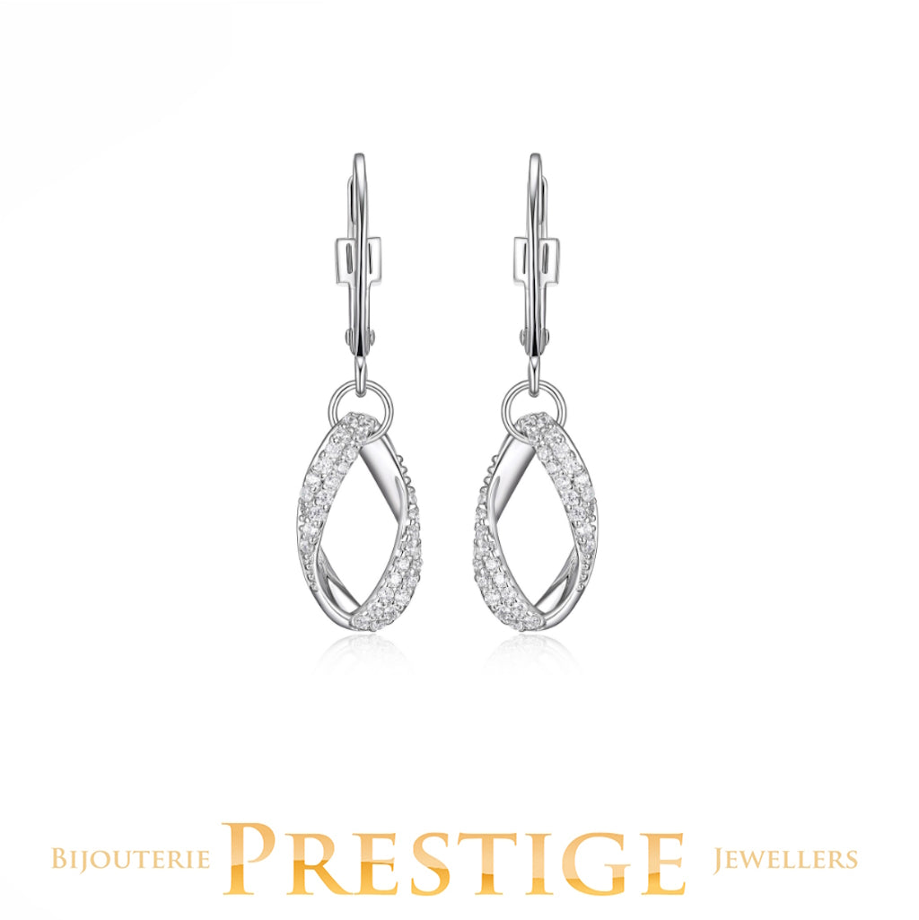 ELLE "OVATION" RHODIUM PLATED DANGLE EARRING