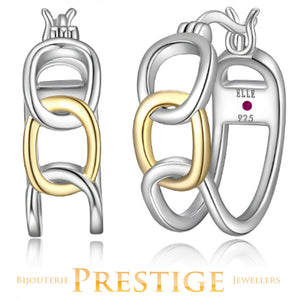 ELLE "PARALLEL" RHODIUM & GOLD PLATED 2TONE OPEN OBLONG LINK