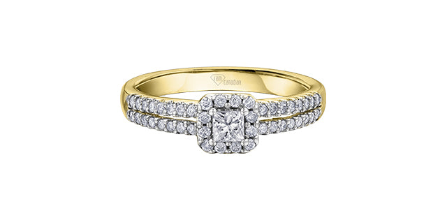 Engagement Ring 14 Karat Yellow Gold  - Canadian Diamond