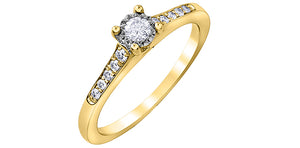 Ladies 10 Karat Gold Illuminaire Diamond Engagement Ring 1=0.10CT 10=0.10CT