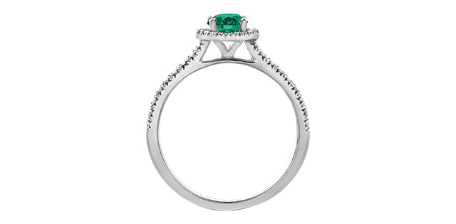 Ladies 10KT White Gold Emerald &  Diamond Ring 38=0.26CT