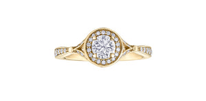 Engagement Ring 10 Karat Yellow Gold  - Canadian Diamond