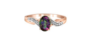 Mystic Topaz & Diamond Ring 10 Karat Gold