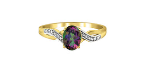 Mystic Topaz & Diamond Ring 10 Karat Gold