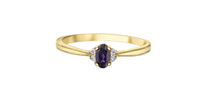 Birthstone Natural Stone & Diamond Ring 10 Karat Gold