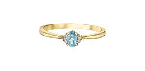 Birthstone Natural Stone & Diamond Ring 10 Karat Gold