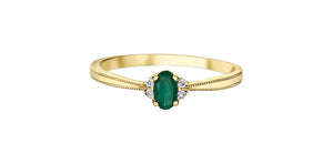 Birthstone Natural Stone & Diamond Ring 10 Karat Gold