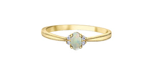 Birthstone Natural Stone & Diamond Ring 10 Karat Gold