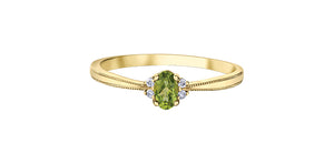 Birthstone Natural Stone & Diamond Ring 10 Karat Gold