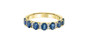 Blue Sapphire & Diamond Band 10 Karat Gold