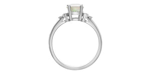 Opal & Diamond Ring 10 Karat Gold (0.04CT TDW)