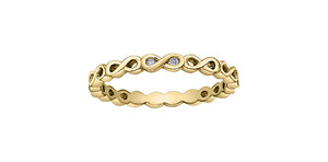 Ladies 10 Karat Yellow Gold Diamond (0.015TDW) Infinity Stackable Ring