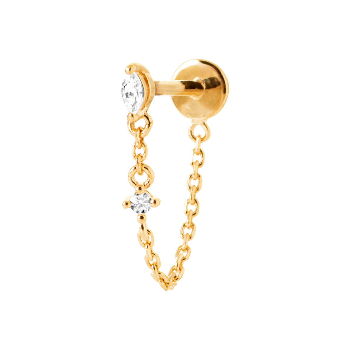 "Romance" 18k gold-plated cartilage piercing - 3 microns 14mm RO10-2