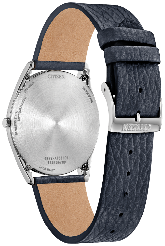 Citizen Unisex Eco-Drive Suratto Dress/Classic Silver-Tone Stainless Steel Case, Blue Leather Strap, Blue Dial, WR 30M