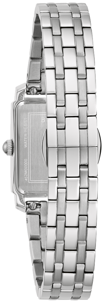 Bulova Ladies Sutton Silver-Tone Stainless Steel Case, Silver-Tone Stainless Steel Bracelet, Gray Mother of Pearl Dial, WR 30M