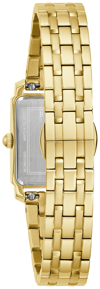 Bulova Ladies Sutton Gold-Tone Stainless Steel Case, Gold-Tone Stainless Steel Bracelet, White Mother of Pearl Dial, WR 30M