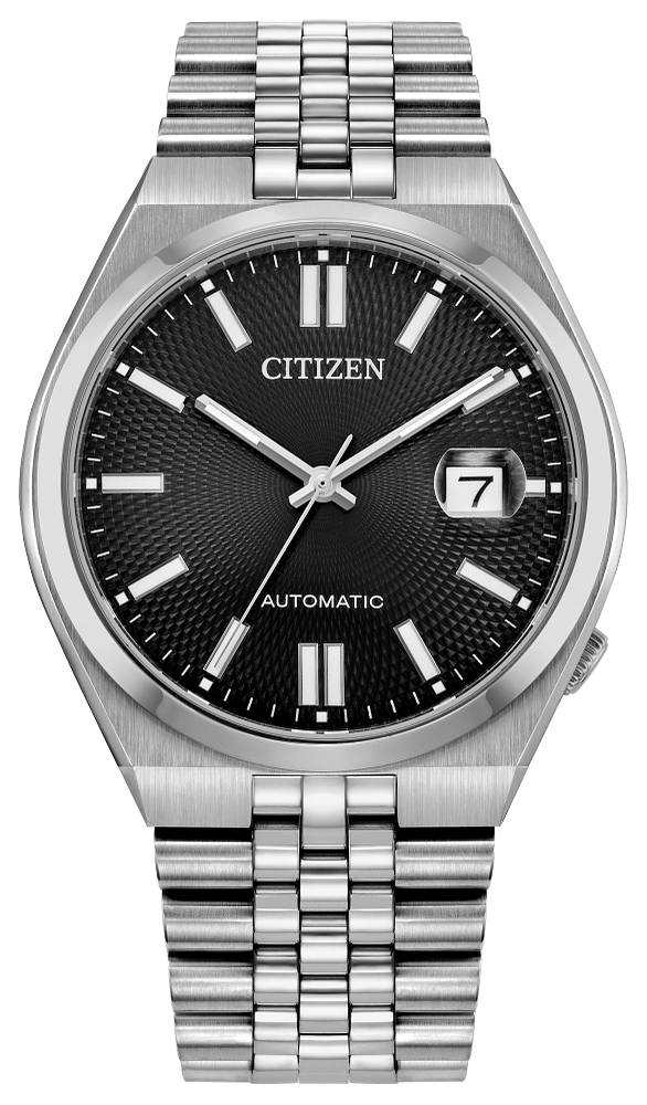 Citizen Mens Automatic Tsuyosa Silver-Tone Stainless Steel Case, Silver-Tone Stainless Steel Bracelet, Black Dial, WR 50M