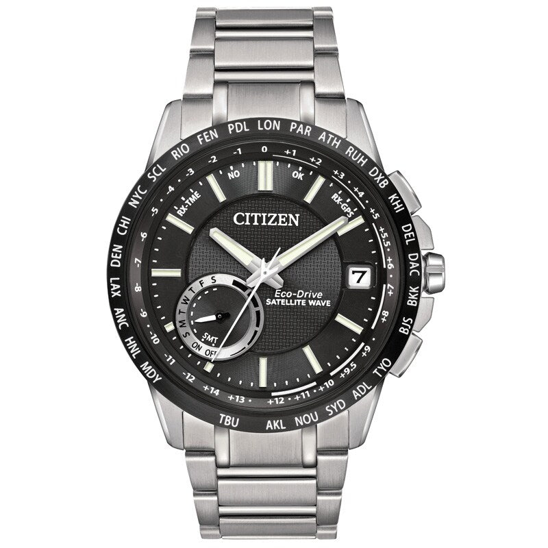 Citizen Mens Eco-Drive Satellite Wave Stainless Steel With Ion Plating WR100