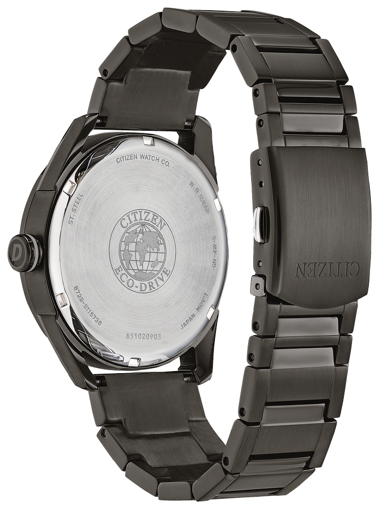 Citizen Mens Eco-Drive Sport Casual Gray Stainless Steel Case, Gray Stainless Steel Bracelet, Gray Dial, WR 100M