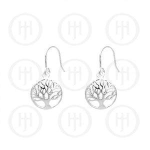 Earrings - Sterling Silver 925 Tree of Life Circle