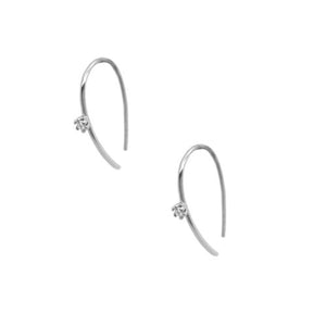 Earrings - Sterling Silver 925 Dainty Curved Single CZ Threader